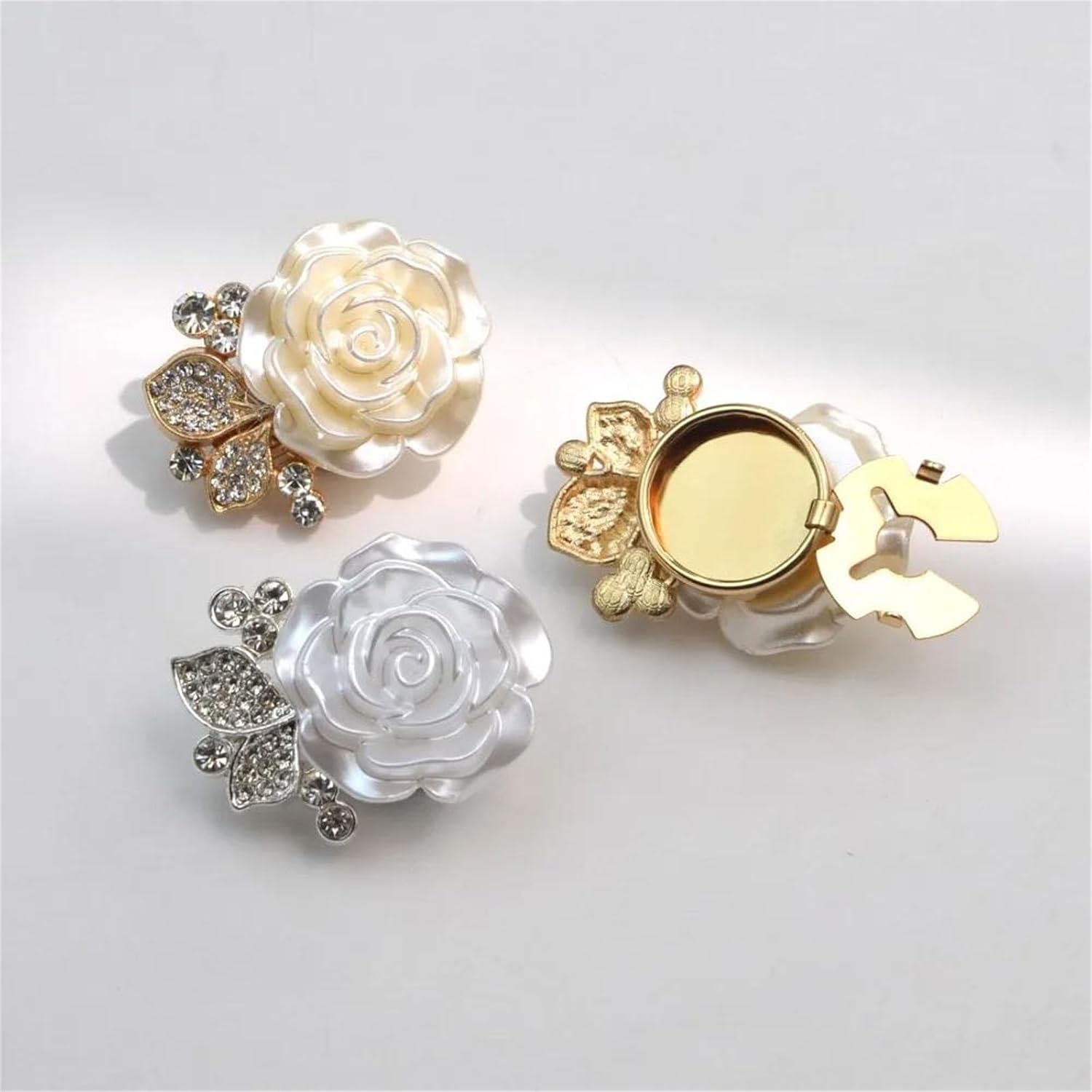 Women’S Fashion Rhinestone Button Covers for Shirts Floral Clip Accessories Elegant Decorative Jewelry