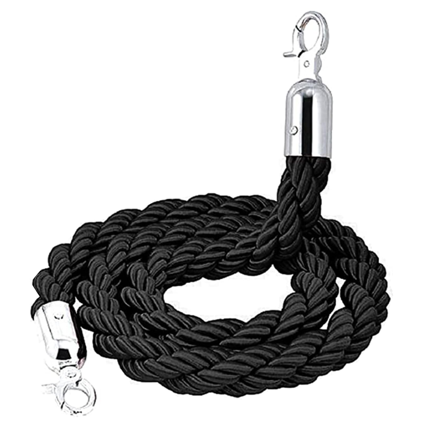 Awudaeemz Black Braided Stanchion Rope, 3/4/5/8/12Ft,Braided Hemp Rope Barrier(,3.0Metereter/10Ft)