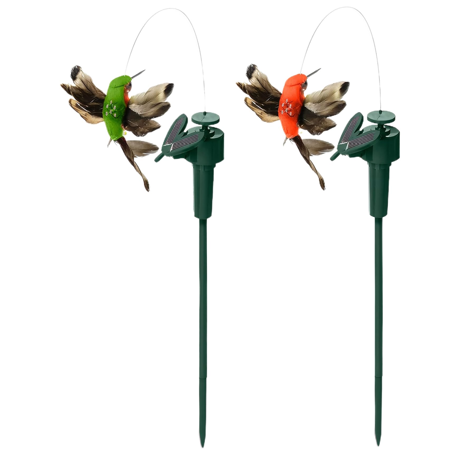 2PCS Solar Hummingbird Garden Stake Waterproof Outdoor Garden Decor, Battery/Solar Powered Fluttering Bird for Yard, Lawn, Patio, Pathway Decoration