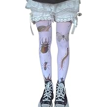 Whimsy Twee Bug Print Funky Tights Emo Goth Patterned Stockings Whimsical Clothes Y2k Grunge Aesthetic