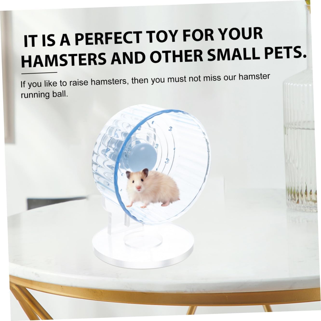 ULTECHNOVO Silent Large Hamster Running Wheel with Base, 12.5cm Blue Guinea Pig Exercise Wheel for Hedgehogs and Small Animals