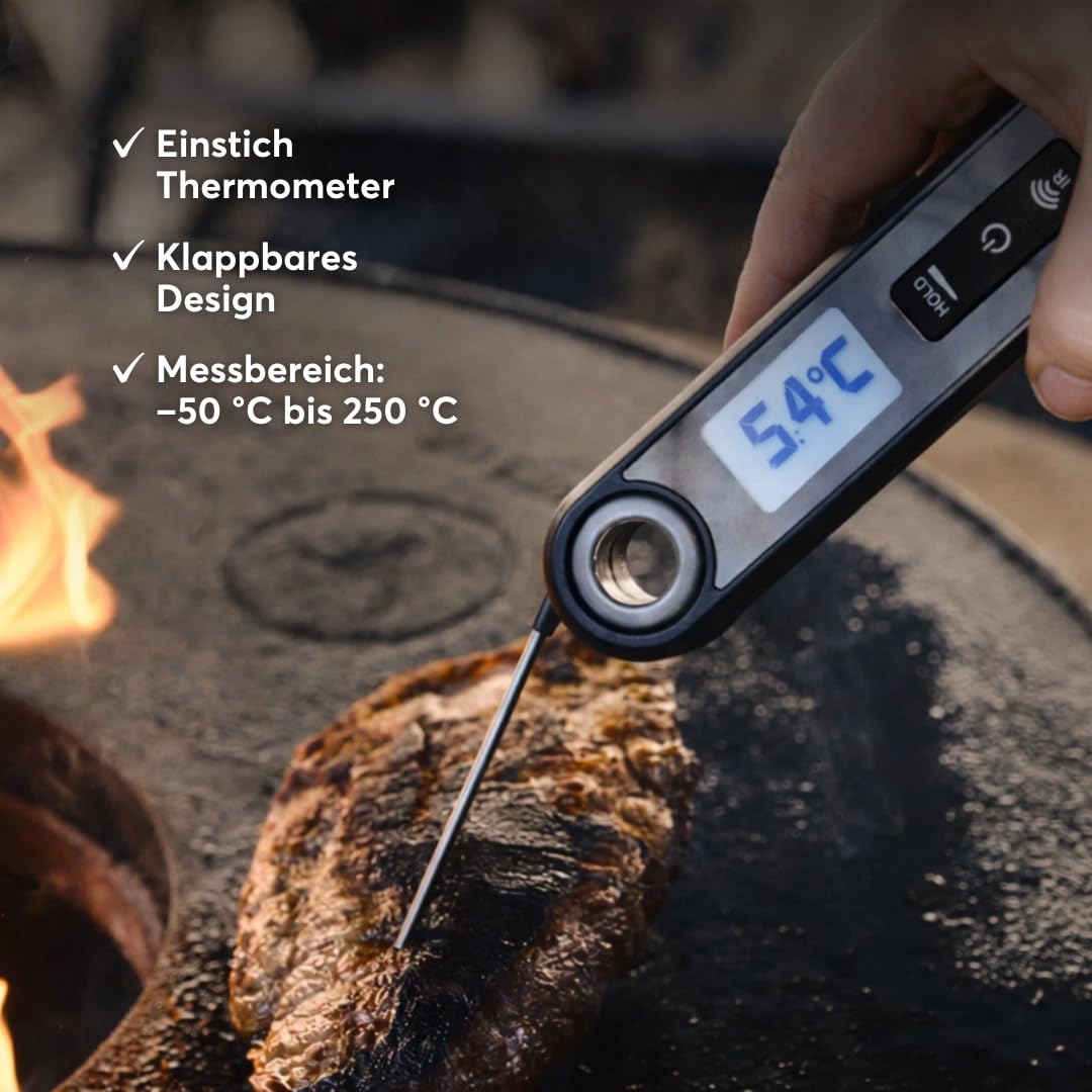 MOESTA-BBQ 19921 Yoda Infrarot-Thermometer digital - Oberflächen-, Einstich-, Grillthermometer für Braten, Steak, Burger