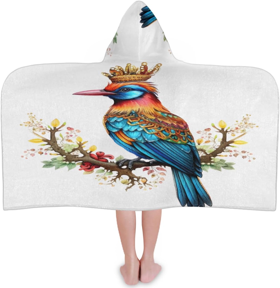 Pardick Kids Bath Towel Birds Branch Queen Beach Towel with Hood Pool Cover Up for Girls Boys Soft Absorbent Hooded Bath Towel Toddler Towels for Beach, Pool