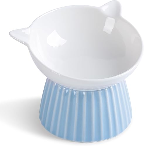 Miniatura 12 de Cuenco elevado de cerámica para gatos, cuenco elevado inclinado para gatos, cuencos antivómitos para gatos de interior, comedero para mascotas para