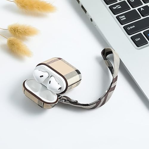 Miniatura 2 de Compatibility AirPods Funda para Apple AirPods 2 y 1, funda protectora de cuero con correa para la muñeca y llavero,