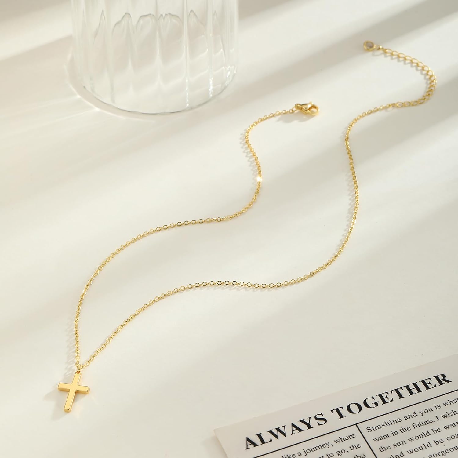 LEXODY Cross Necklace for Women, 14K Gold Silver Plated Dainty Small Cubic Zirconia Cross Pendant Necklace Simple Trendy Gold Diamond Choker Faith Jewelry Religious Minimalist Gift - Image 7