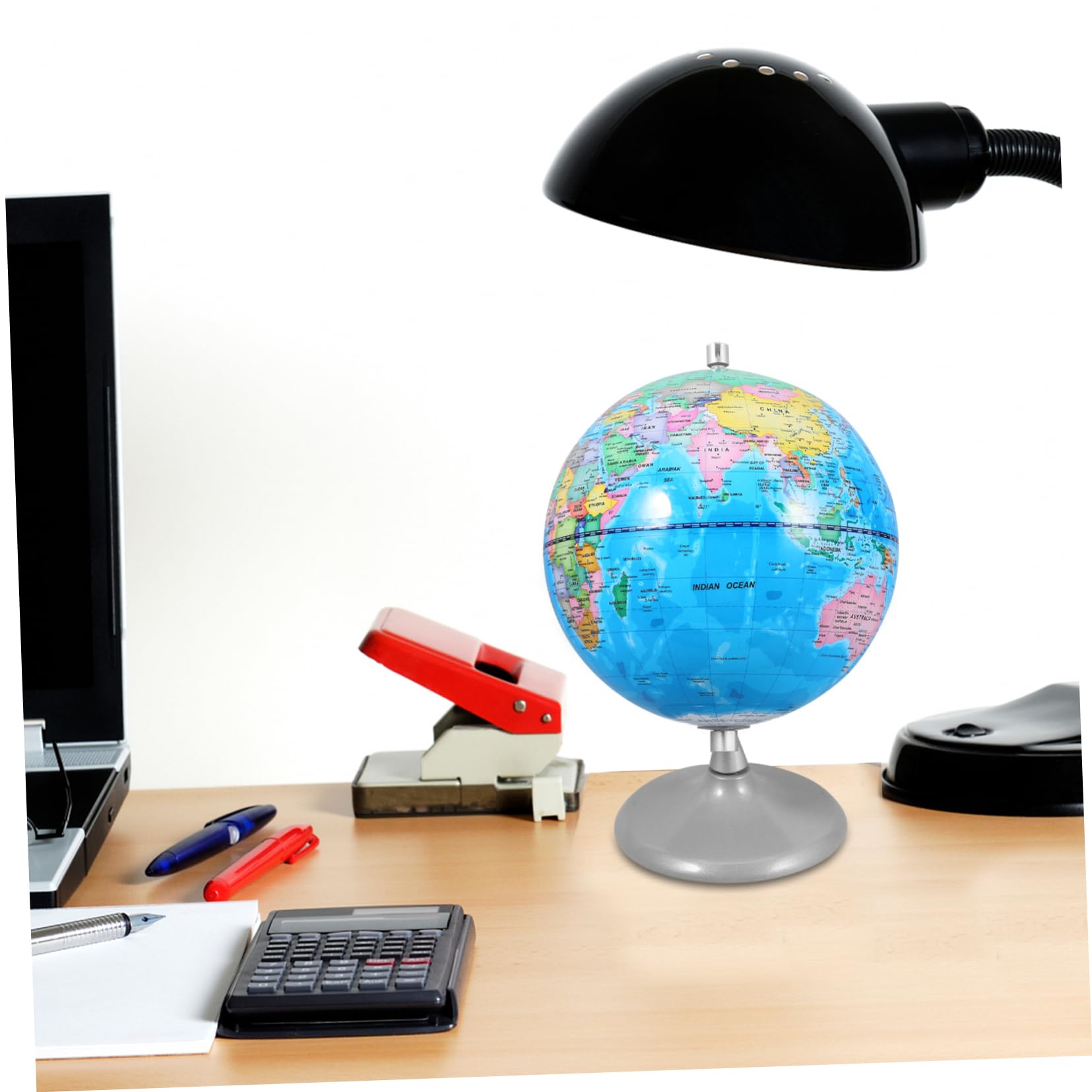 ERINGOGO Globo Didattico Mappamondo Interattivo per Bambini Base Piatta in Ferro Blu per Studenti, per Ufficio e Decorazione Fotografica