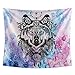 INTHouse Galaxy Wolf Tapestry Wall Hanging Starry Night Tapestry Psychedelic Tapestry Mandala Wall Tapestry Moon Star Tapestry Galaxy Decor for Bedroom College Dorm Room