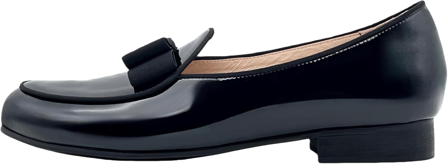 Justar Men's Black Tuxedo Shoes Belgian Loafers Slip-on Patent Leather Dress Shoes Prom Shoes