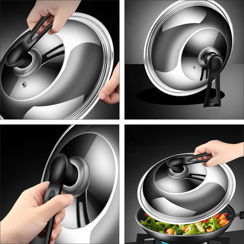 鍋、フライパン、スキレット用のユニバーサル蓋、フライパン、フライパン、スキレット用の12.3インチ強化ガラス蓋、長いハンドル付き鍋蓋