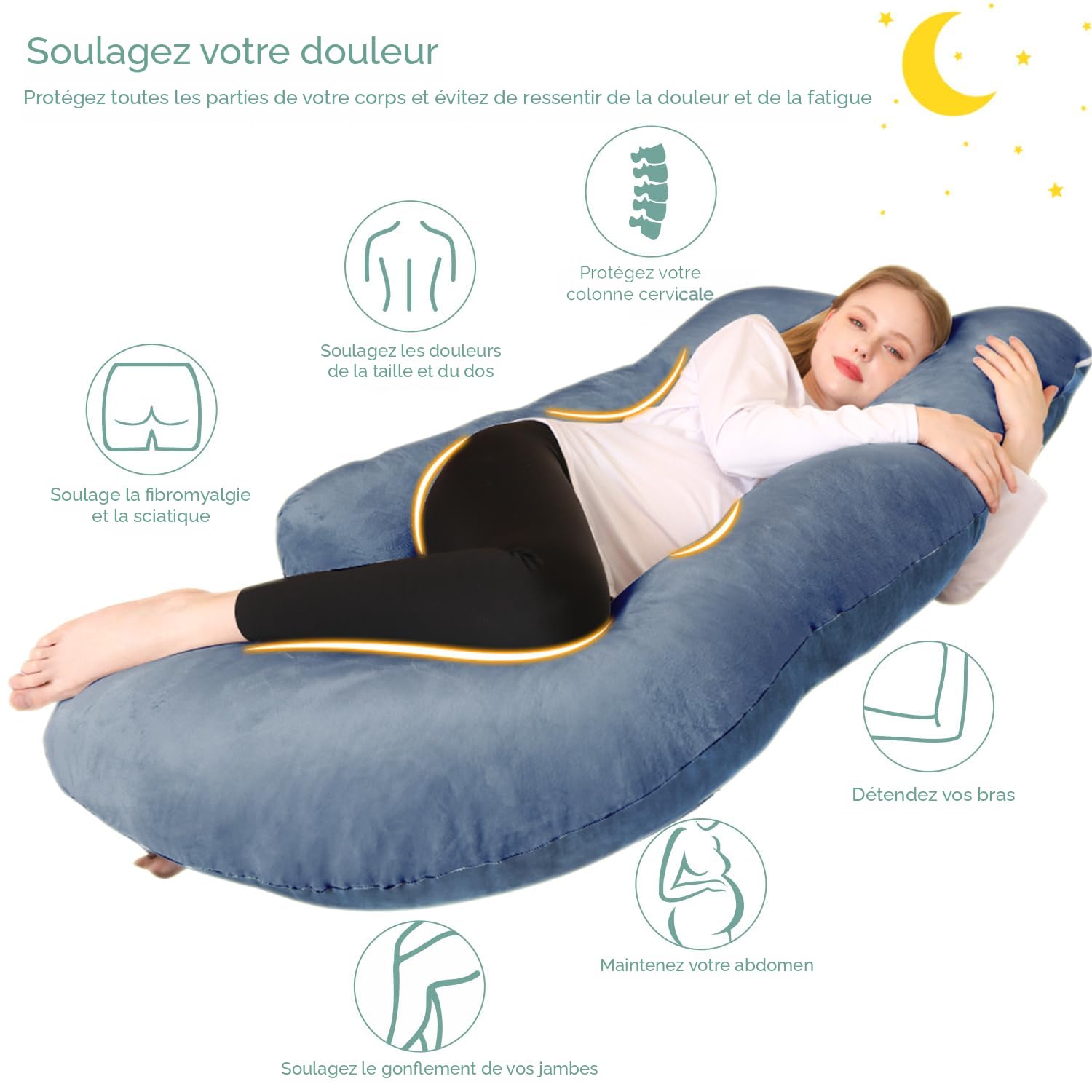 Oreiller de grossesse en mousse à mémoire de forme pour dormir, coussin de maternité pour le dos, le ventre, les hanches pour femme enceinte, portable et réglable, rose Oreiller de grossesse en mousse à mémoire de forme pour dormir, coussin de maternité pour le dos, le ventre, les hanches pour femme enceinte, portable et réglable, rose