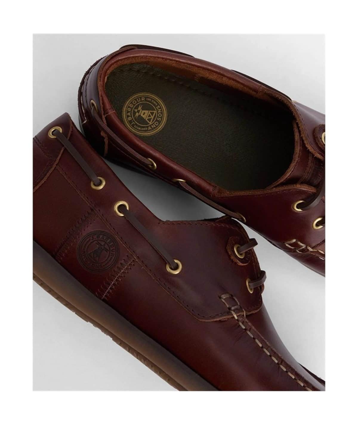 Barbour Wake Bootsschuhe für Herren, Mahagoni-Leder und Nubuk, klassische Schnürschuhe, lässige Sommerschuhe