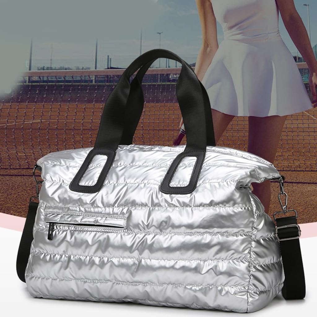 Elegante borsa da viaggio impermeabile lucida grande capacità borse a tracolla per palestra sport nuoto e attività all'aperto, Blu, 34x20x44cm, moderno