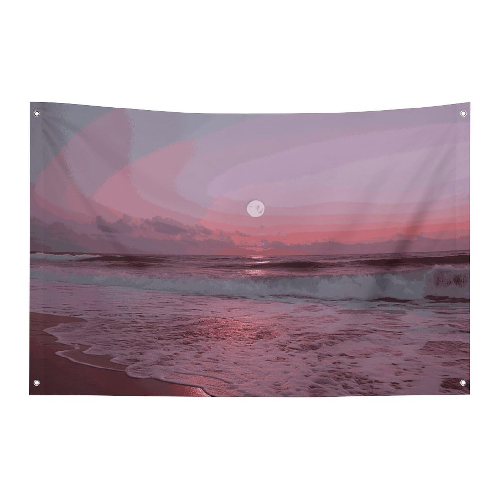Drapeau lune violet 119x177 cm en polyester résistant aux intempéries avec 4 œillets