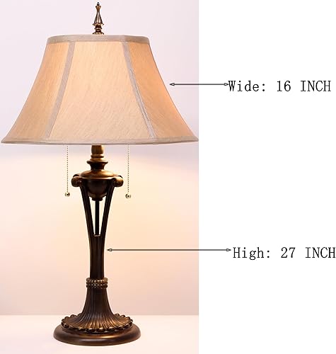 Miniatura 7 de Farmhouse Table Lamp Antique Resin Base Traditional Rustic Mid-Century Large Desk Lamp 27 Inch Tall for Living Room Office Bedroom