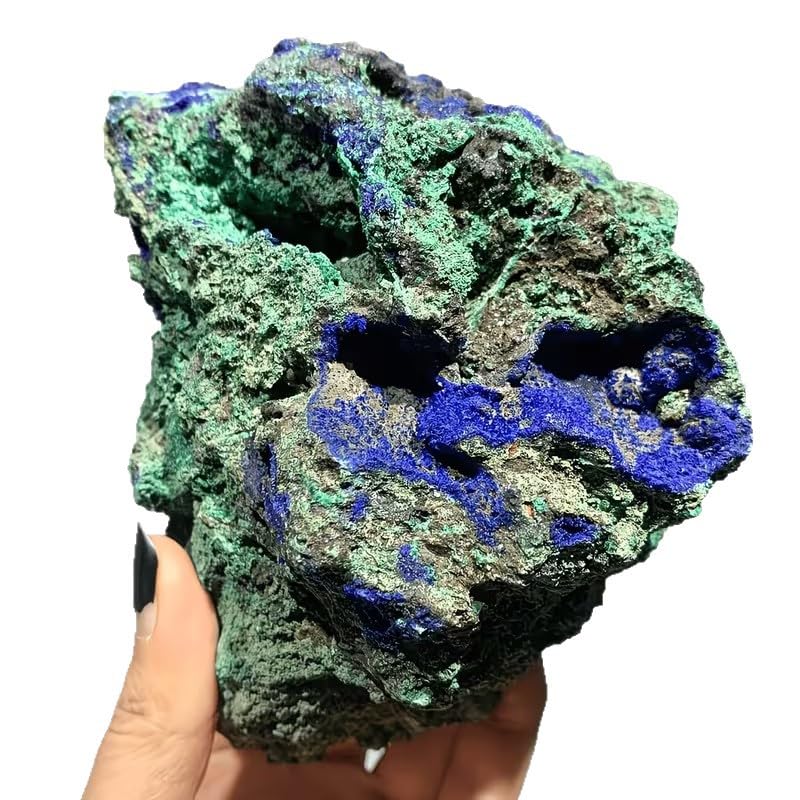 Spécimen de pierre brute en cristal d'azurite et de malachite naturelle