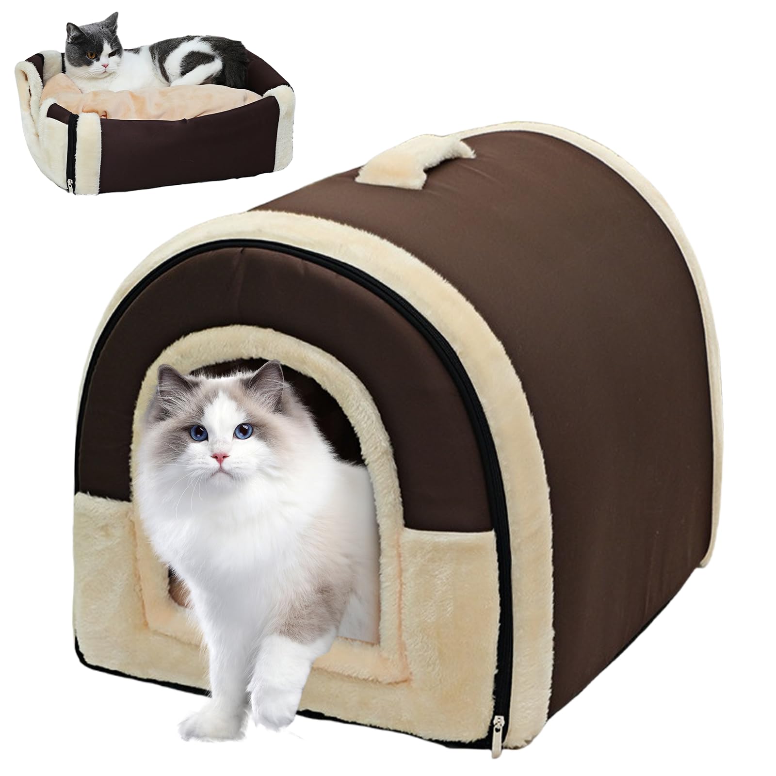 Hzuaneri Katzenschrank Mit Sitzbank – Katzentoiletten-Versteck In Weiß/Gold, 50x80x61 Cm, Stabil & Geruchsreduzierend