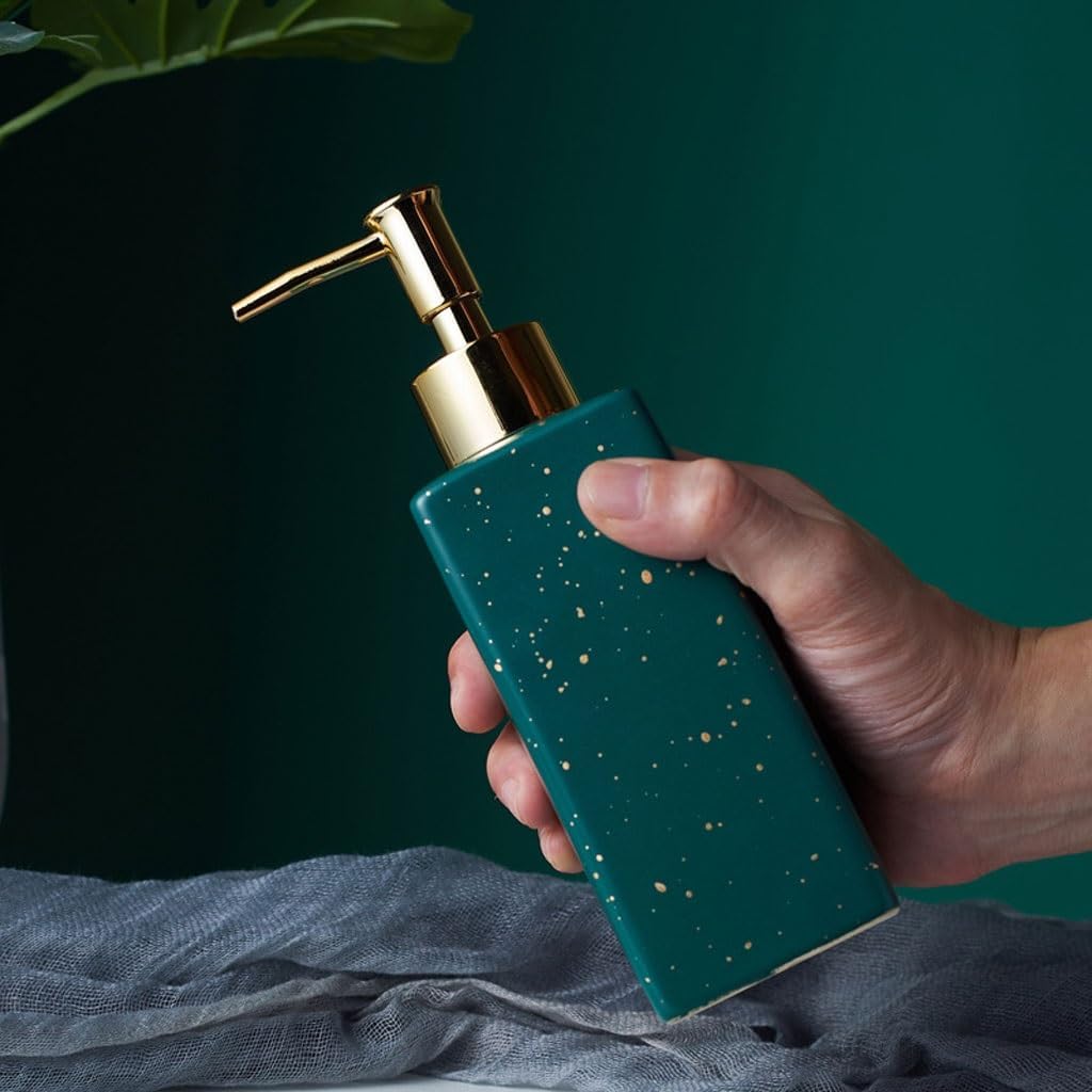 Kitchen Soap Dispenser Multifunctional Ceramic Soap Dispenser Press Dispensing Bottle Lotion Bottle Shampoo Shower Gel Bottle Suitable for Bathroom Bathroom Soap Dispenser(A)