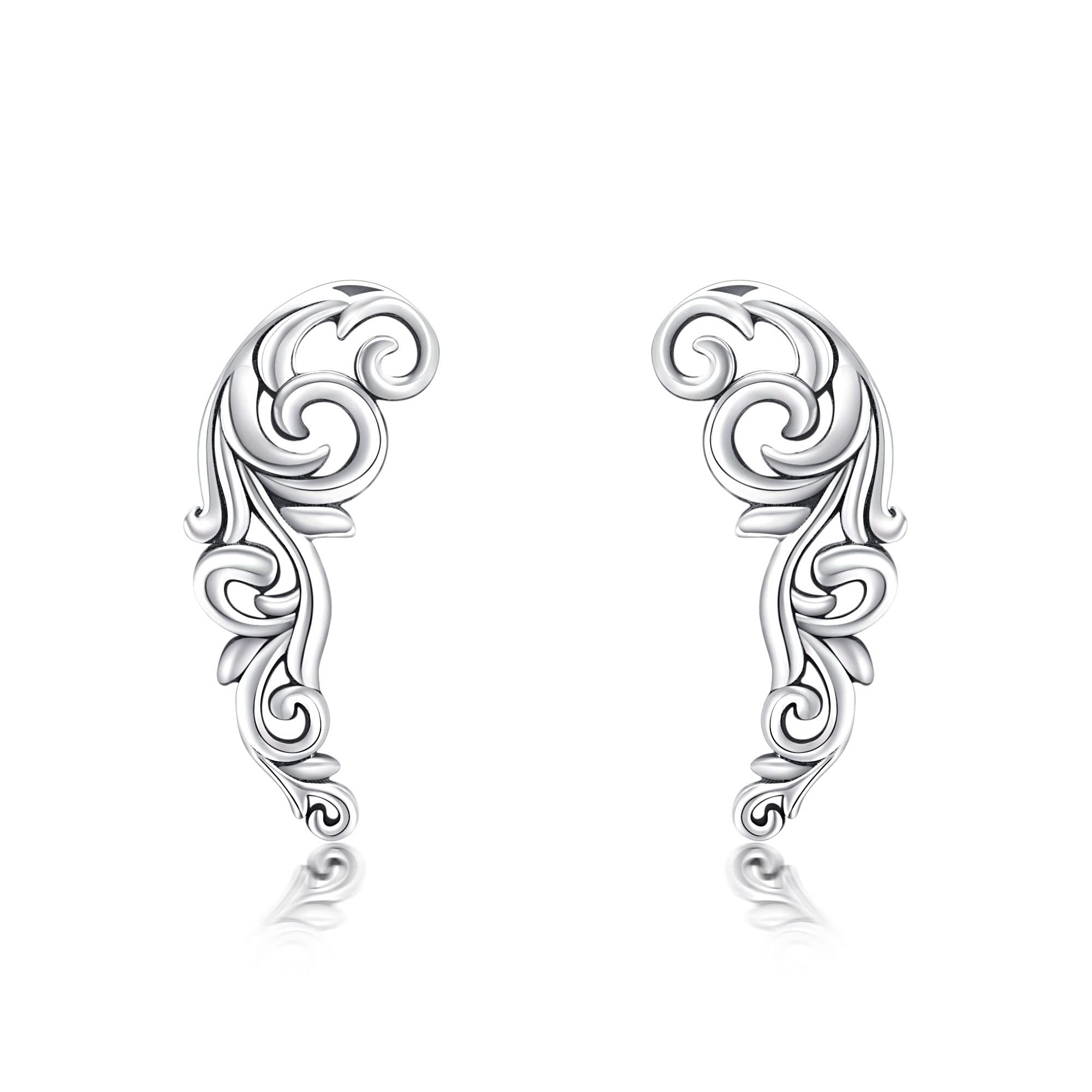 Ear Climbers Earrings for Women Sterling Silver Vintage Ear Crawler Earrings Jewelry Gifts for Women