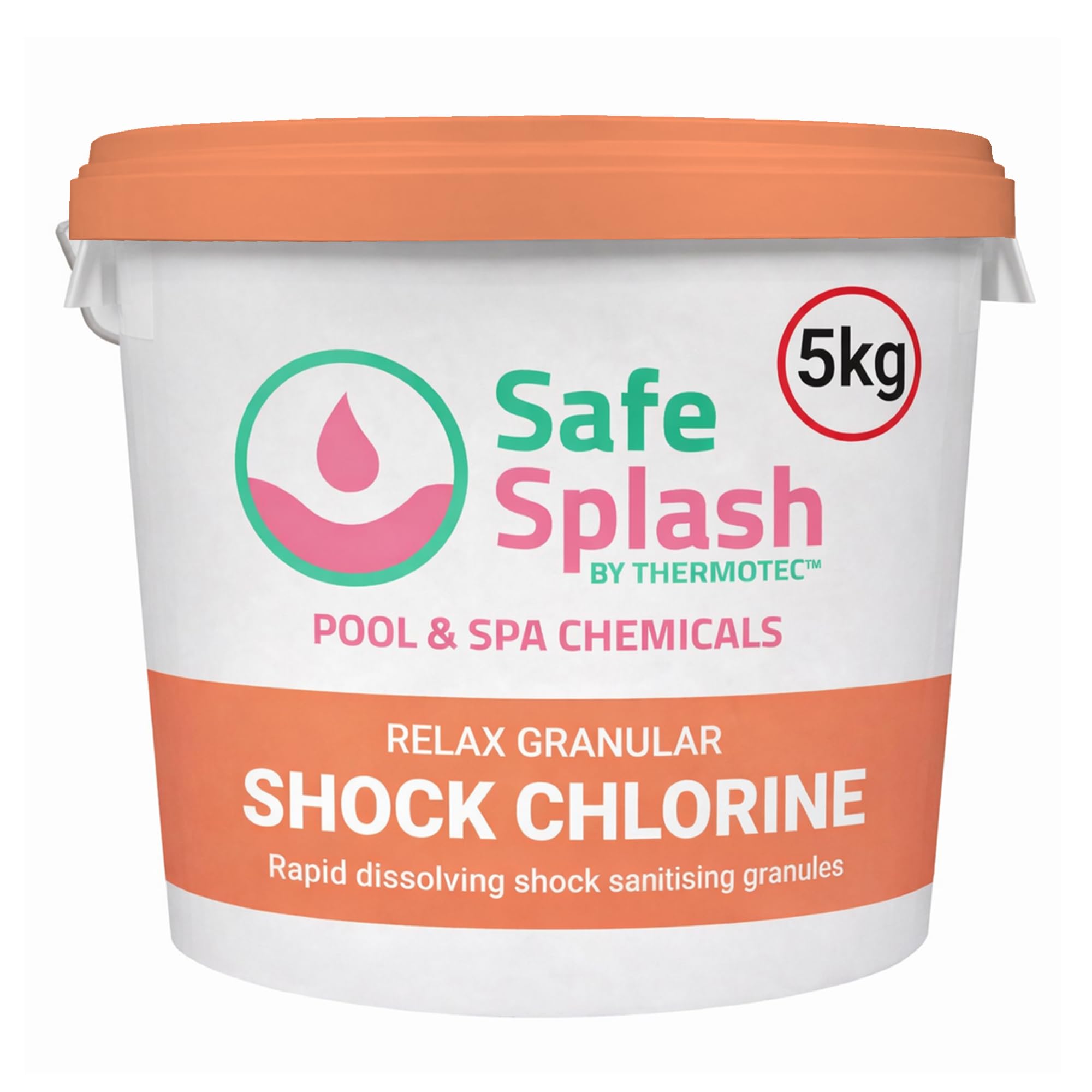 Safe Splash Granular Shock Chlorine 5kg – Fast Acting Pool Shock Treatment Granules for Green & Cloudy Water, Spa & Hot Tub Shock Treatment, Easy Dosing for Clear Water