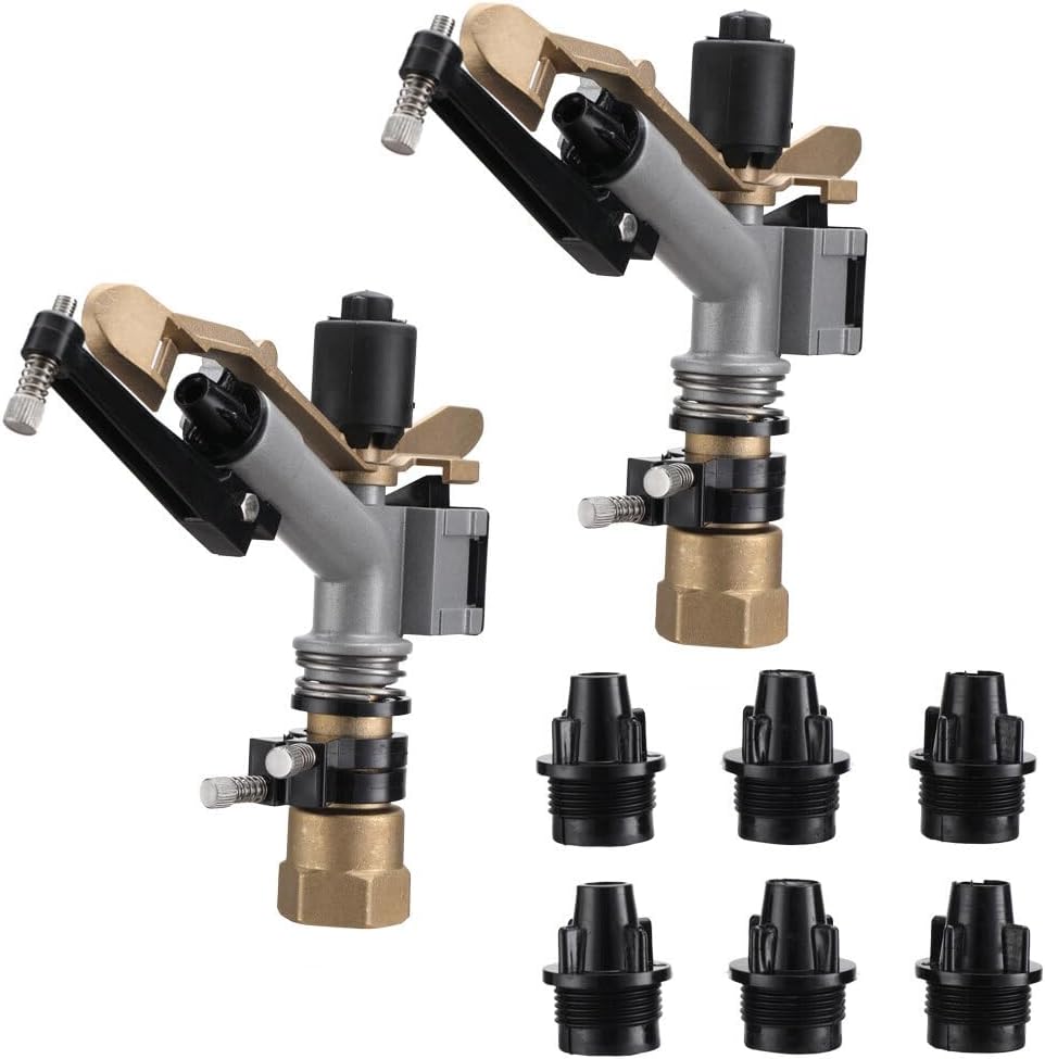 Impact Gun Sprinkler Large Area Water Irrigation Tool, Agriculture Farm Lawn Sprinkler 360 Adjustable Rain Spray Gun, 2 PCS