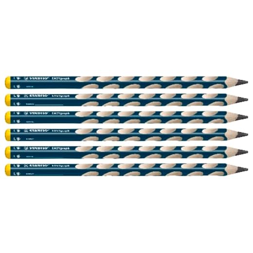 Ergonomischer Dreikant-Bleistift für Linkshänder - STABILO EASYgraph in petrol - 6er Pack - Härtegrad B