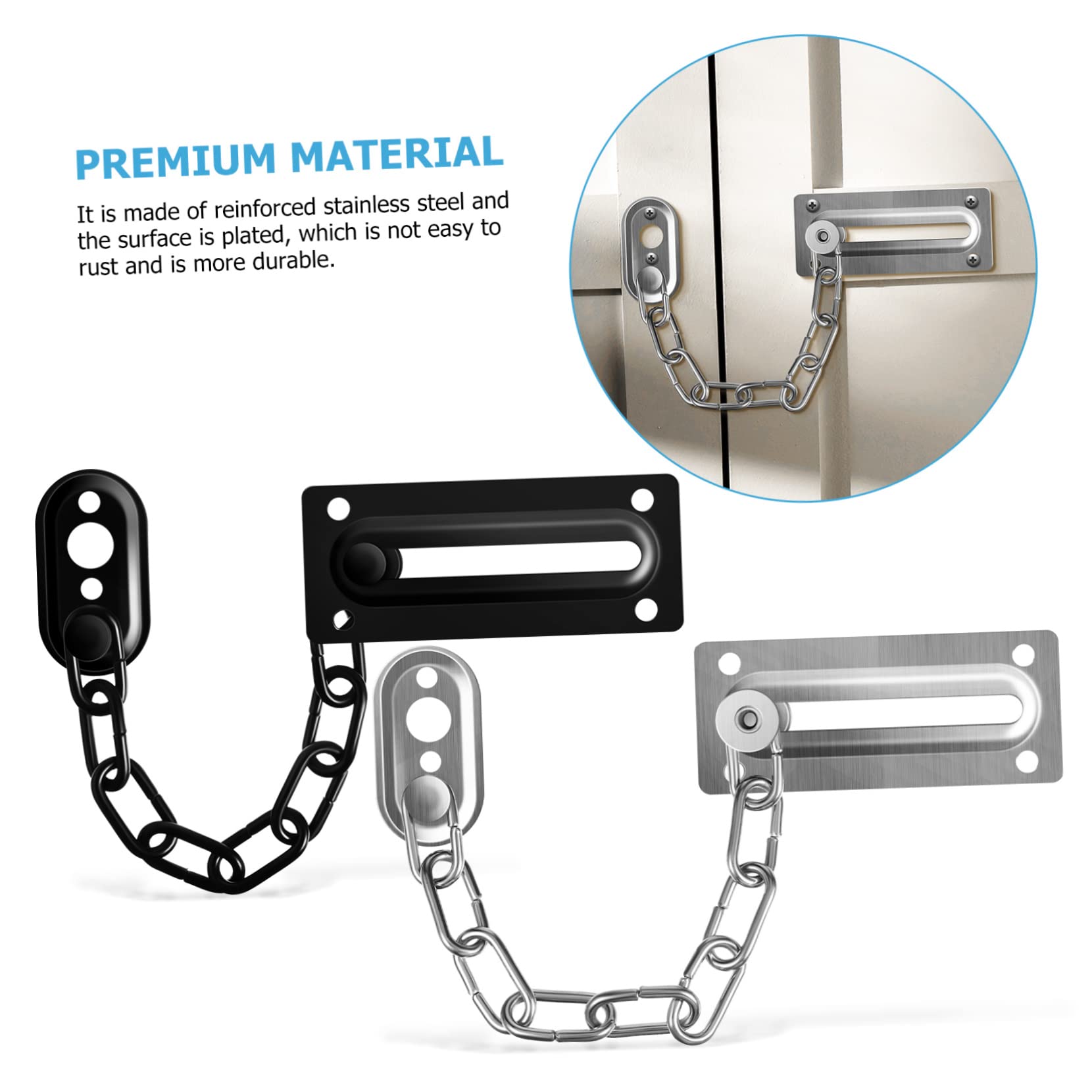 NUOBESTY 4pezzi Catena Sicurezza Per Porta in Acciaio Inossidabile Abbinate Chiusura Per Porte Interne Ingresso Serratura Resistente Per Case e Uffici