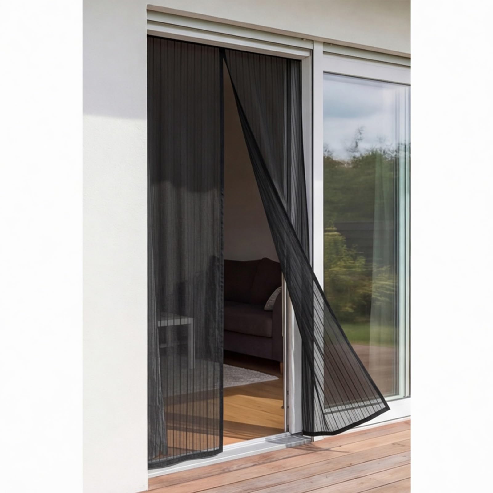 Mosquitera para Puertas 130 x 218 cm Varios Tallas Mosquiteras para Puertas Instalación sin Taladro Cierre Automático Proteger a su Familia Tallas a Medida, Negro