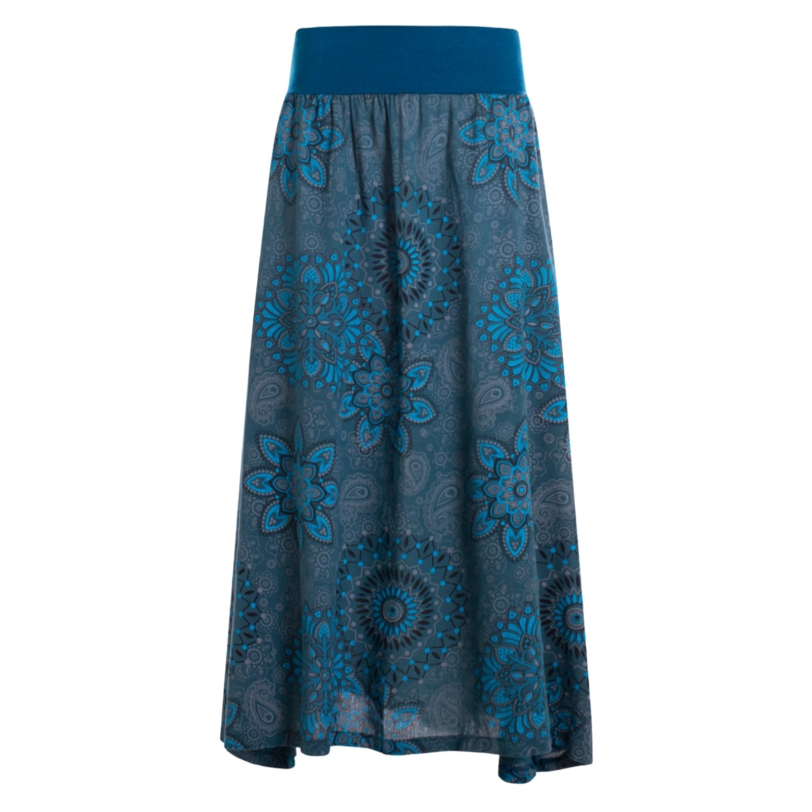 Vishes Langer Damen Herbstrock mit Mandalas I Größe 34-48 I Handgefertigt aus 100% Baumwolle I Rock mit breitem Bund I Für warme & kalte Monate I Nachhaltige Alternative Bekleidung