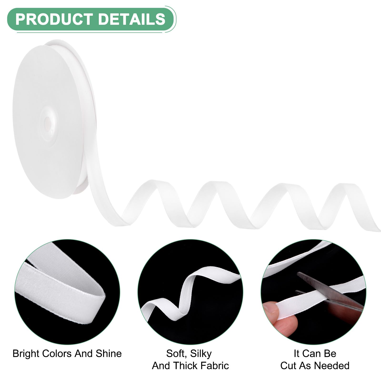 M METERXITY White Velvet Ribbon - Image 2