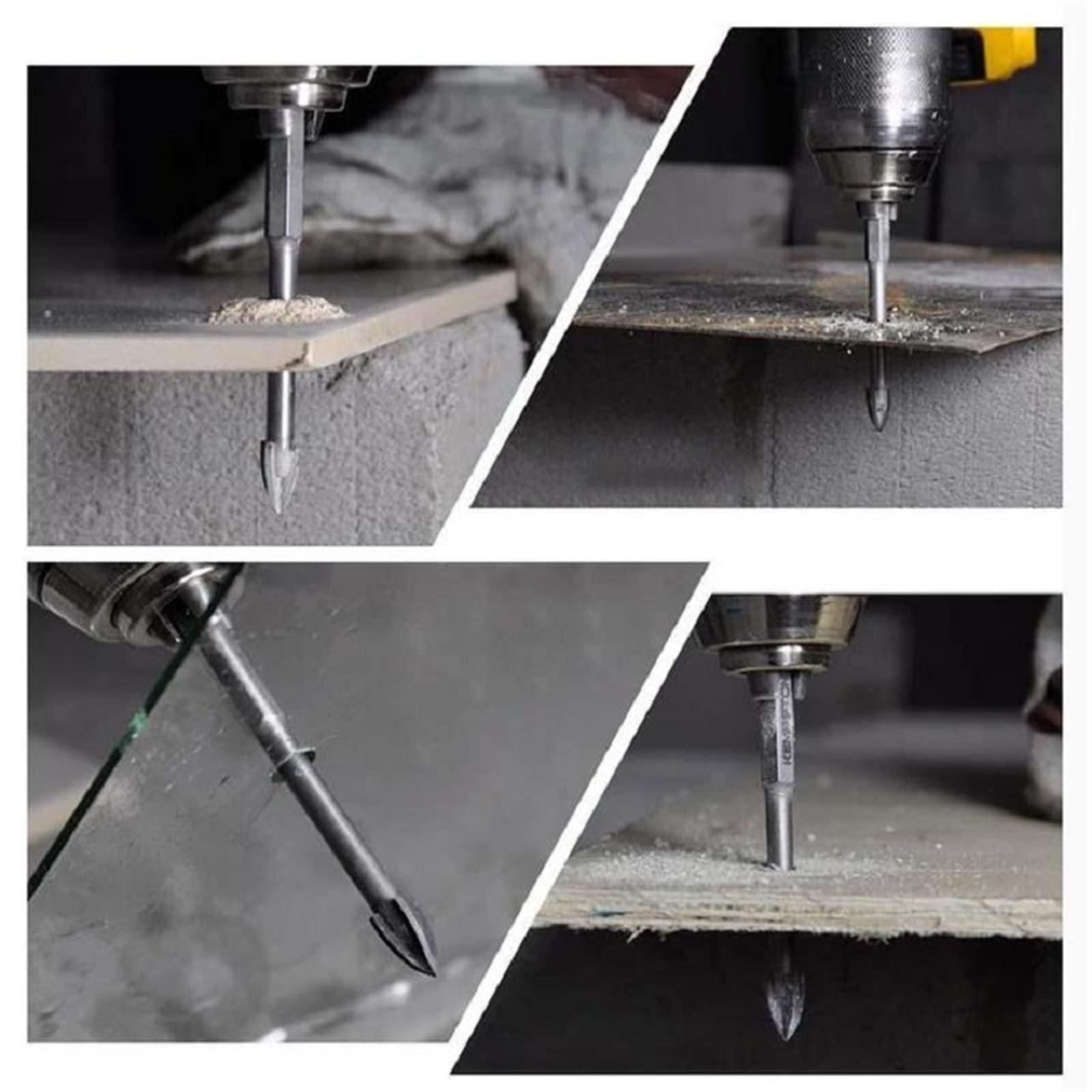 5 pz/set 3/4/5/6/7/1 0 MILLIMETRI Croce Triangolo Punta Del Trapano Efficiente Strumento di Foratura Universale In Metallo Duro Strumenti di Utilità Misura for La Lavorazione Del Legno (Color : 5 PCS