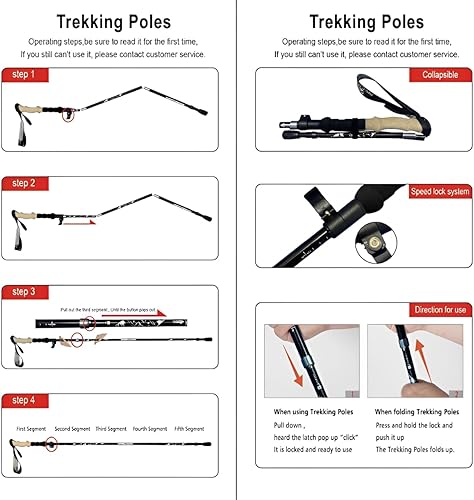 Miniatura 2 de Bastones de senderismo al aire libre, bastón telescópico plegable de aleación de aluminio, equipo de senderismo unisex multifuncional, con soporte