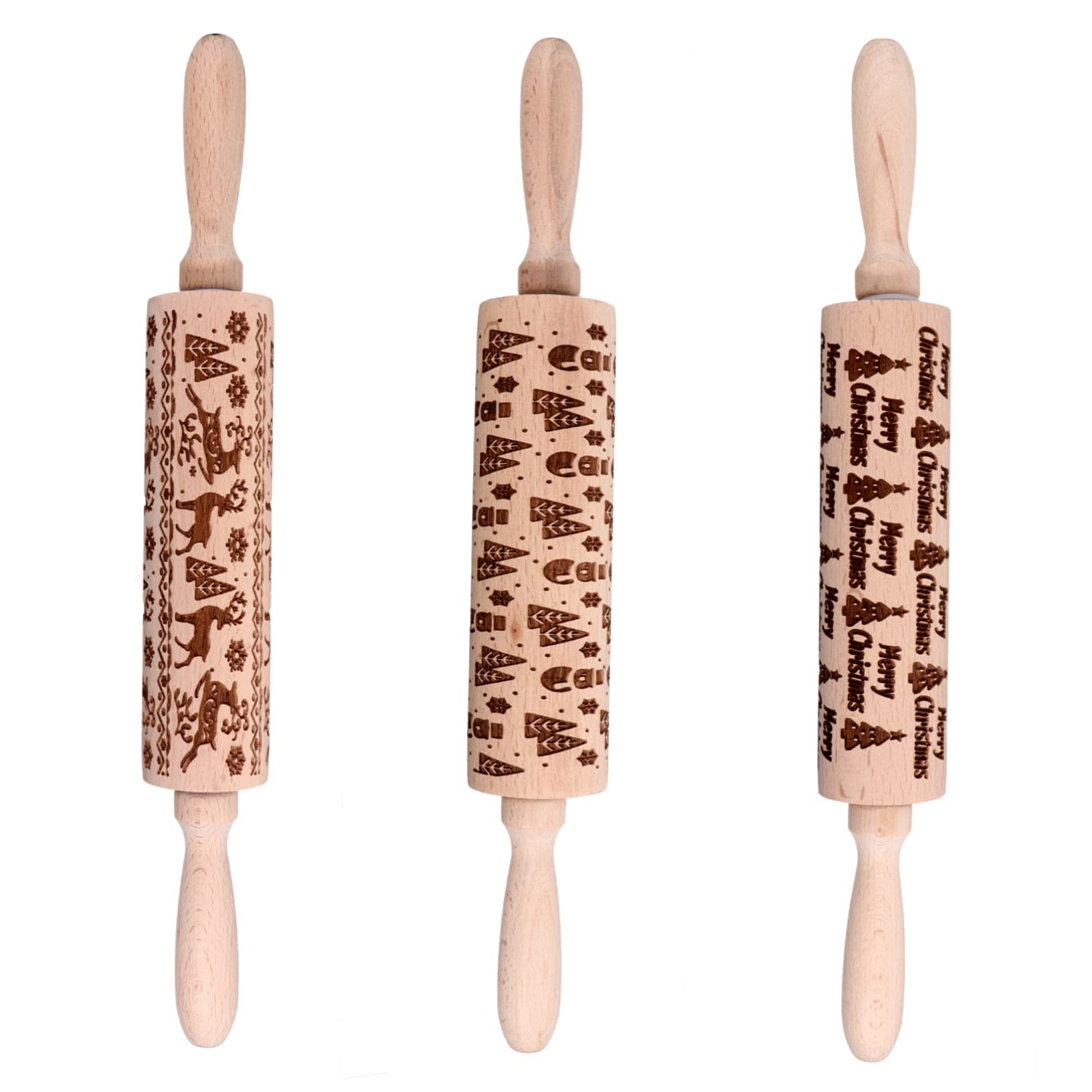 Cabilock Rodillo De Amasar De Madera Resistente y Duradero Perfecto Para Navidad y Repostería