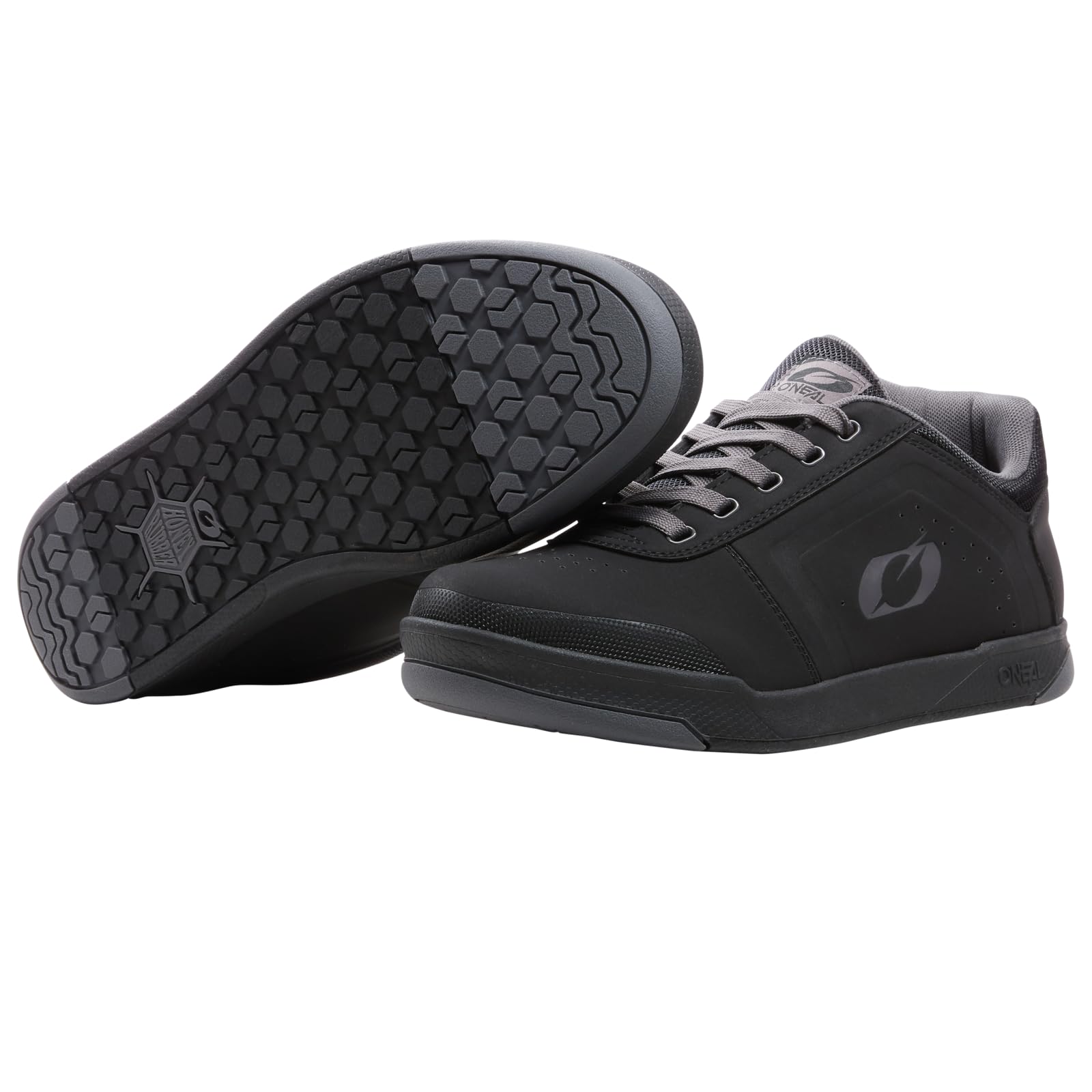 O'NEAL | Mountainbike Schoenen Downhill Freeride | Vegan | Balans tussen grip en voetpositie, honingraat zool structuur | Pinned Flat Pedal V.22 | Volwassen | Zwart Grijs | 44