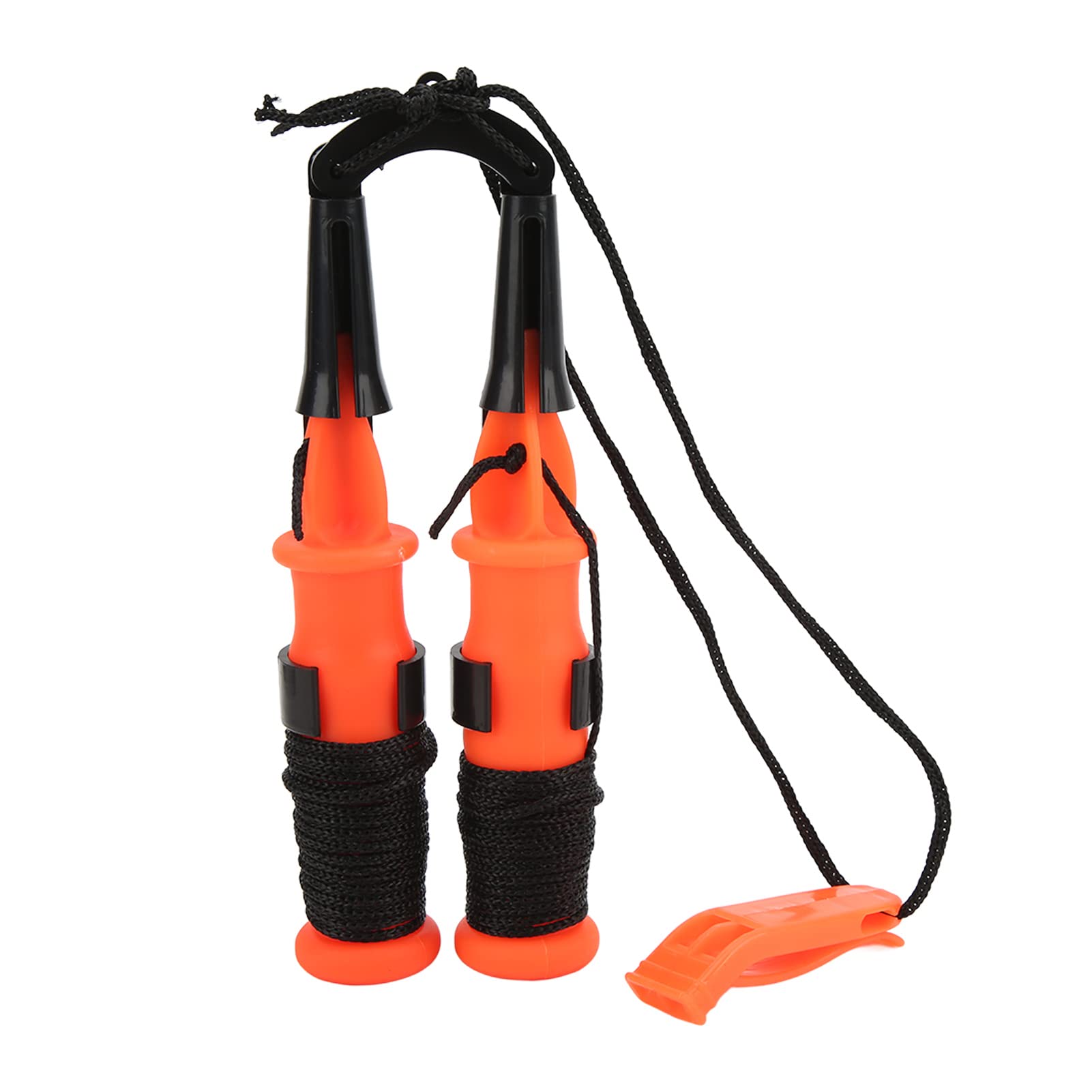 Cyrank 2Pcs Ice Safety Picks, Ice Fishing Safety Picks with Whistle Dual Handheld Hammer Outdoor Fishing Tackle Tool for for Winter Hiking(Black Rope)