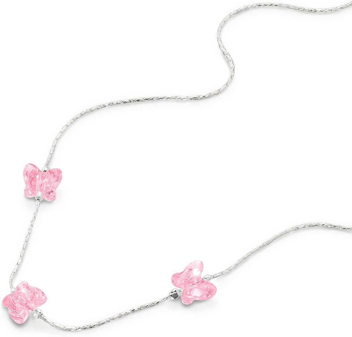 Stera Jewelry Choice of Girls Silver Necklace Made with Swarovski Crystal Butterflies, 16 + 4 Inches