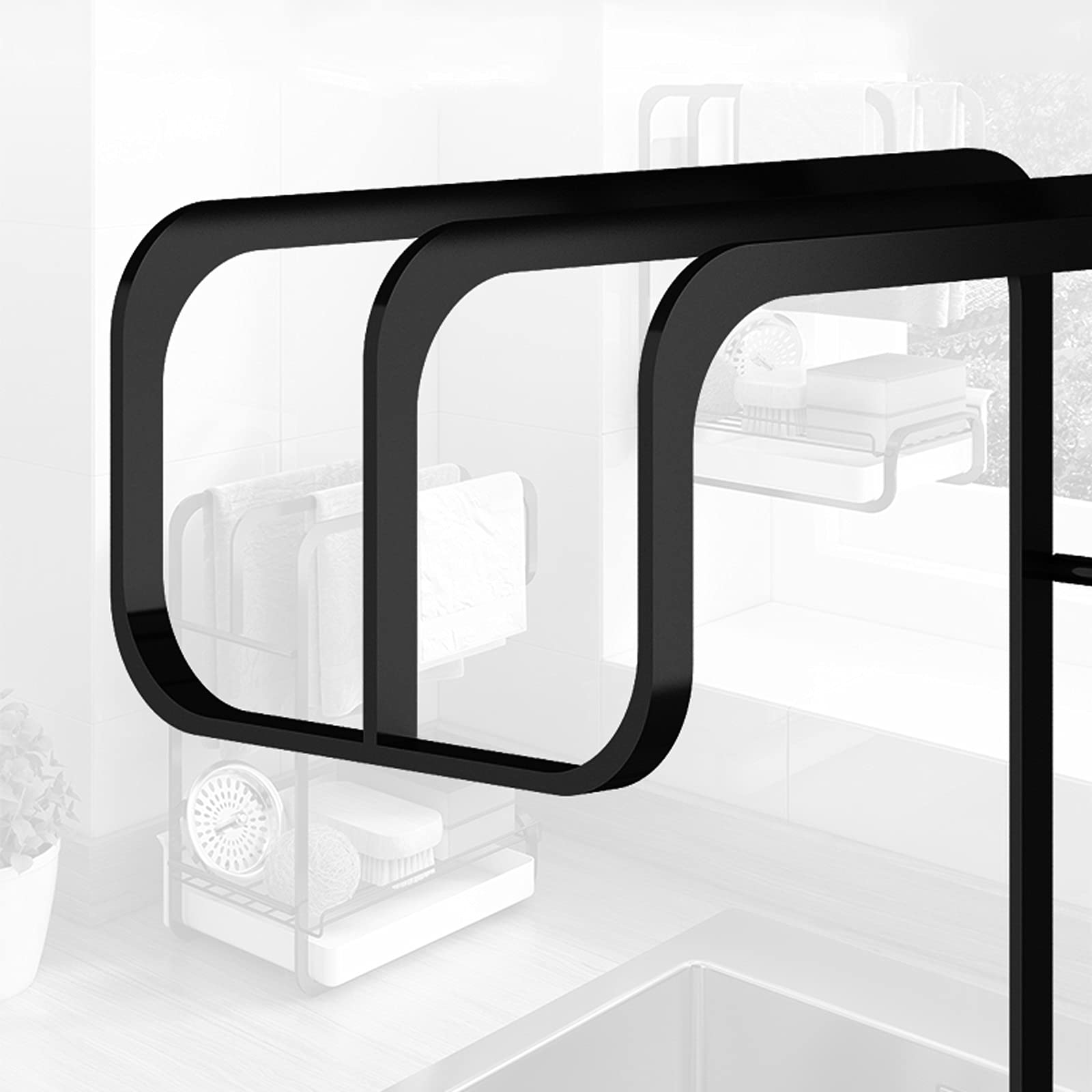 Mensole Bagno Mensole Galleggianti Portalavello Cucina, Mensola Bagno, Distributore di Sapone in Acciaio Inossidabile Organizzatore di Spugne, Spazzola per Piatti Stendino con Vaschetta di Scarico Rim