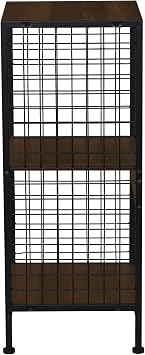 Household Essentials Mid Century Walnut Iron & Wood Cube Bookshelf