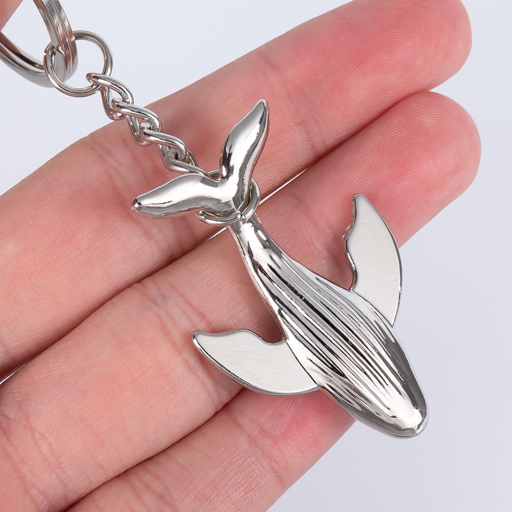 Cute 3D Metal Whale Keychain for Women, Novelty Charms for Bag Accessories - Image 3