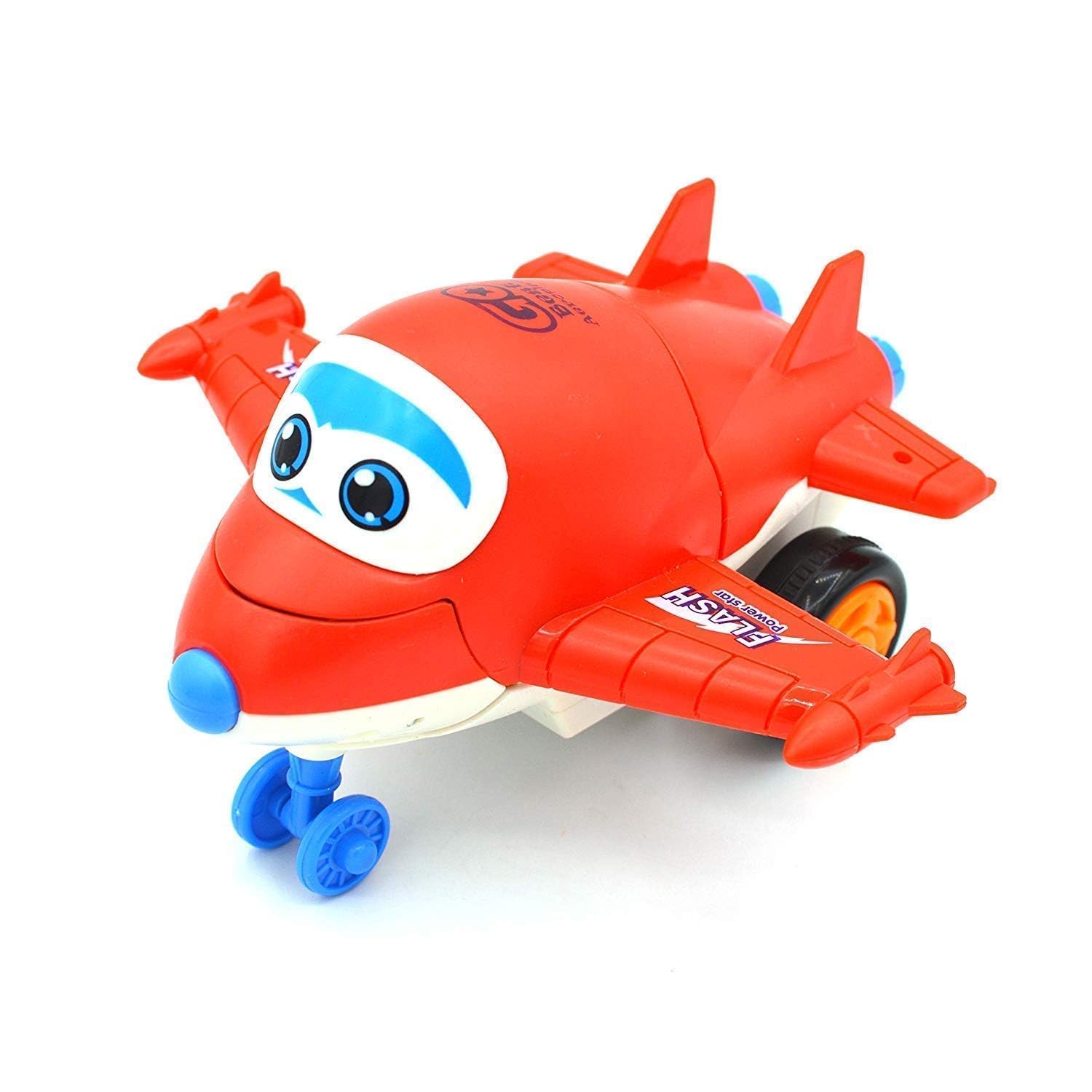 super aeroplane wings toy for children, 360 degree rotate pull & push back airplane robot transforming mini aeroplane unbreakable friction toy aeroplane robot (colour as per stock)
