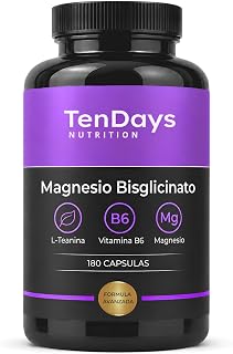 Magnesio Bisglicinato con L-TEANINA y Vitamina B6 | 300mg Elemental | Sueño Profundo y Relajación | Menos Cansancio y Estrés | Alta Absorción | 180 Cá