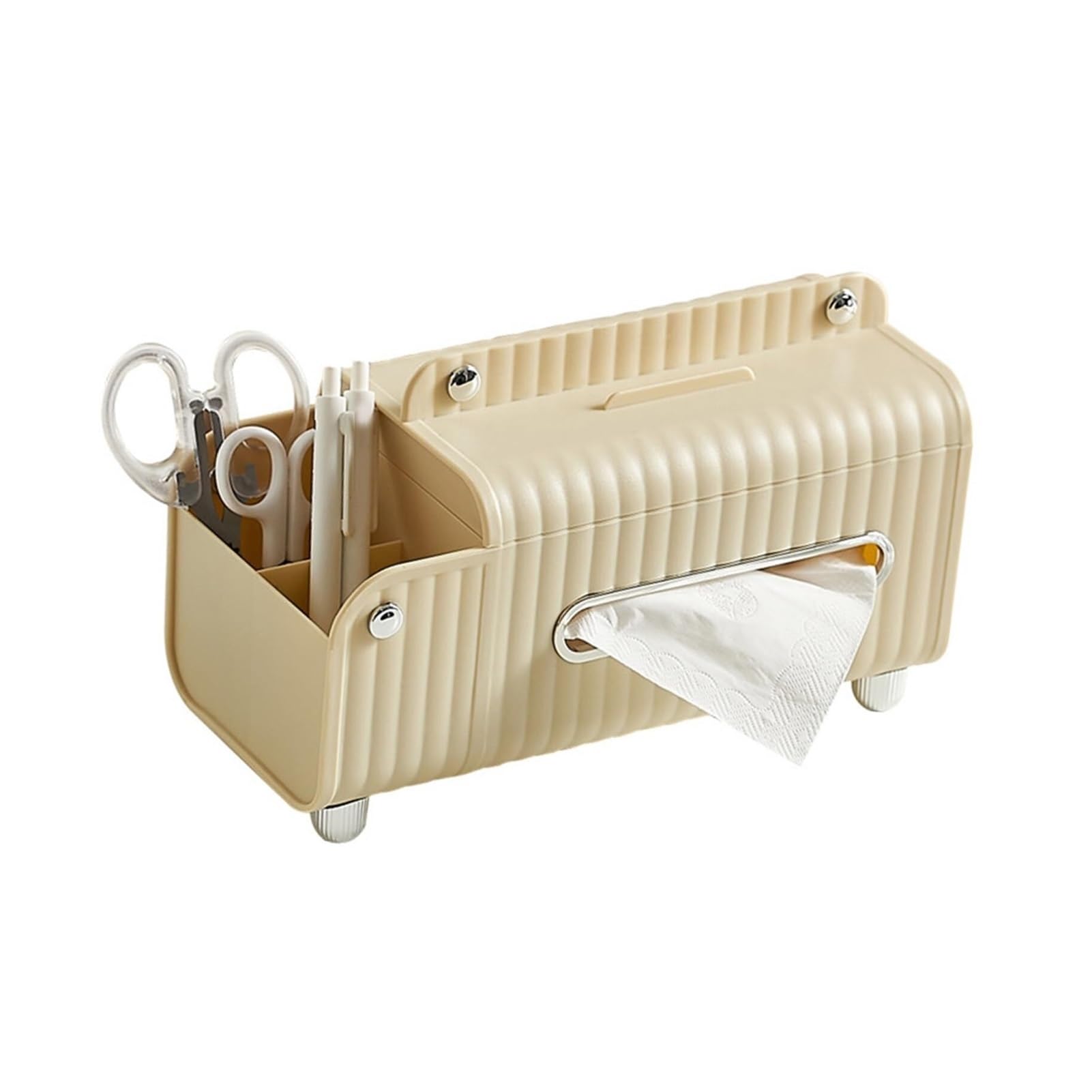 Tissue Dispenser Box Multifunctional Tissue Box Rectangular Desktop Napkin Dispenser Holder Napkins Container Apartment Must Haves(Cream White)