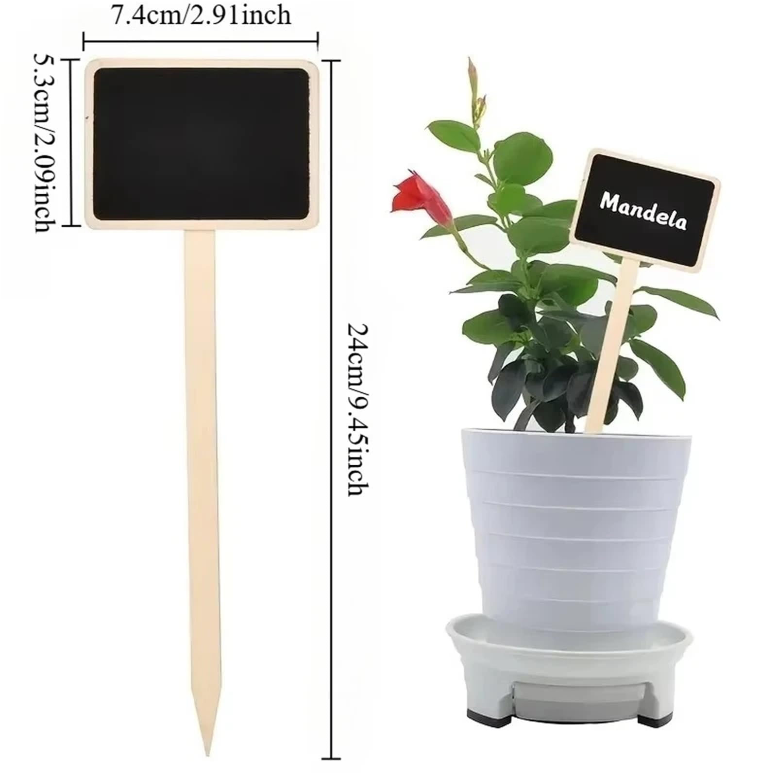 Lot de 100 étiquettes rustiques en bois pour plantes en forme de T, tableau noir, tableau à message à fixer au sol