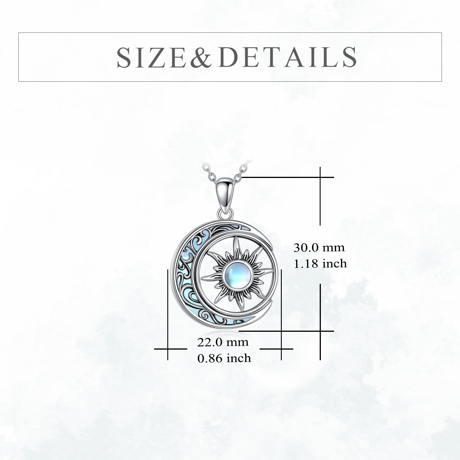 KZX Collier soleil et lune en argent sterling 925 - Pendentif soleil et lune - Cadeau pour femme, mère, épouse