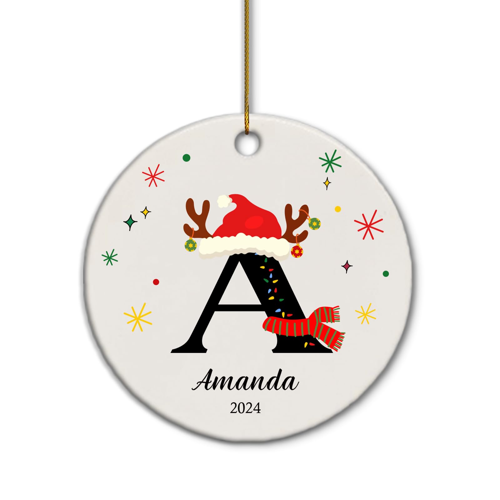 witfox Personalised Christmas Bauble-Personalised Initials Christmas Ornaments 2025,Personalized A-Z Letter Ornament for Christmas Tree, Xmas Gifts for Family Kids Friends-Rotundity