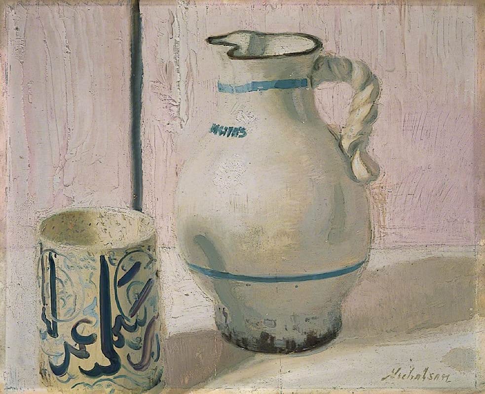 Prints toile peinture murale nature morte rose avec cruche William tableau décoration 60x90