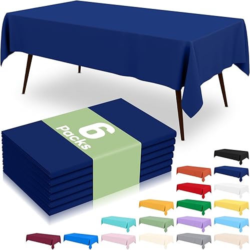 Miniatura 11 de misaya 6 Paquetes de Manteles de Mesa Desechables de Plástico, 54 x 108 Pulgadas Mantel Rectangular Impermeable, Cubiertas de Mesa Decorativas a