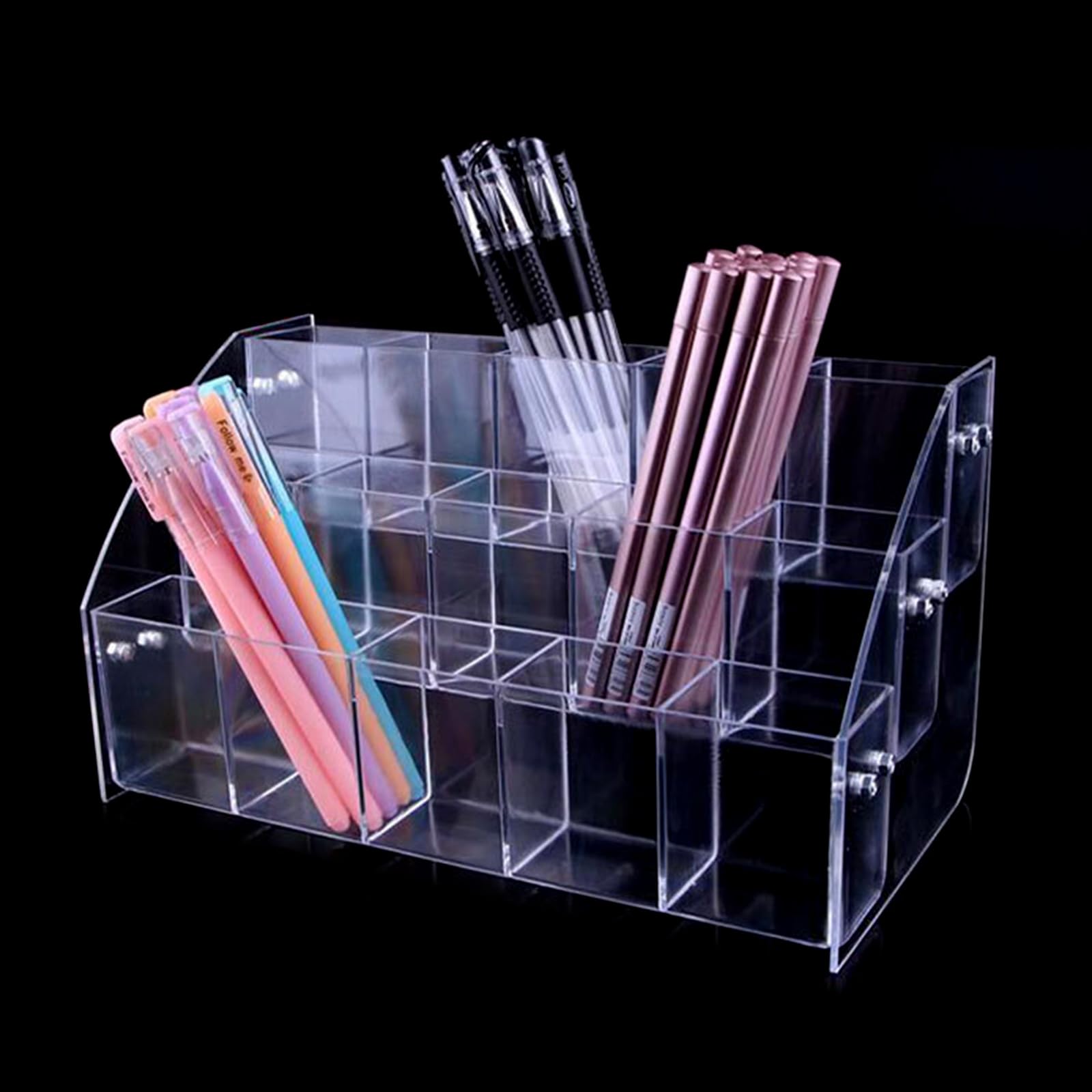 HDOYTXXM Clear Acrylic Pens Pencils Holder Base Stationery Store Storage Box Versatile Writing Tool Holder Case for School Work Desktop Writing Pot