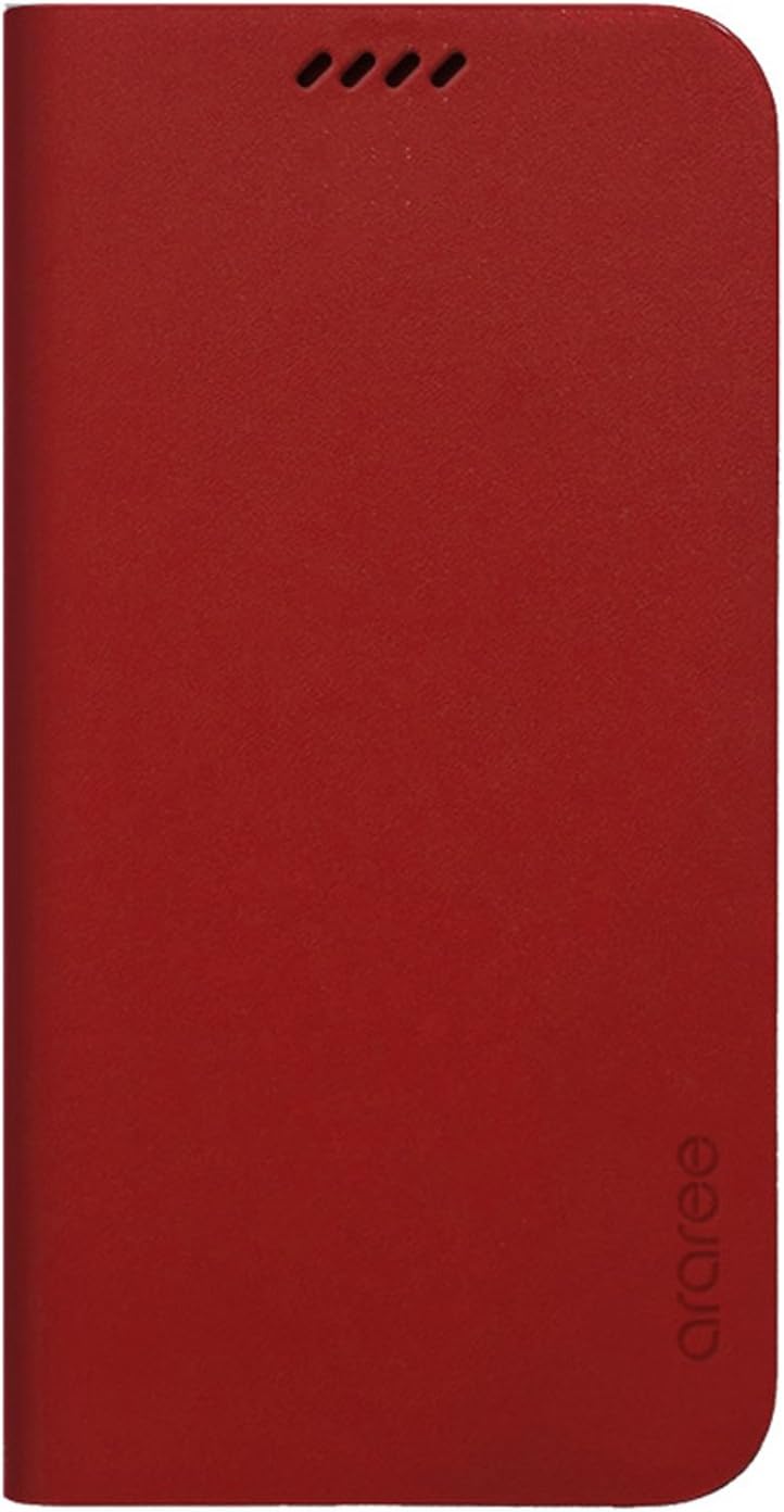 ARAREE Galaxy S6 Edge Case, [Slim Diary] Premium Genuine Leather Wallet Case Flip Cover with Credit Card ID Holder for Samsung (2015) (VELVET RED)