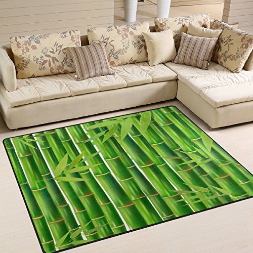 Use7 Alfombra de bambú verde para sala de estar, dormitorio, 160 cm x 122 cm